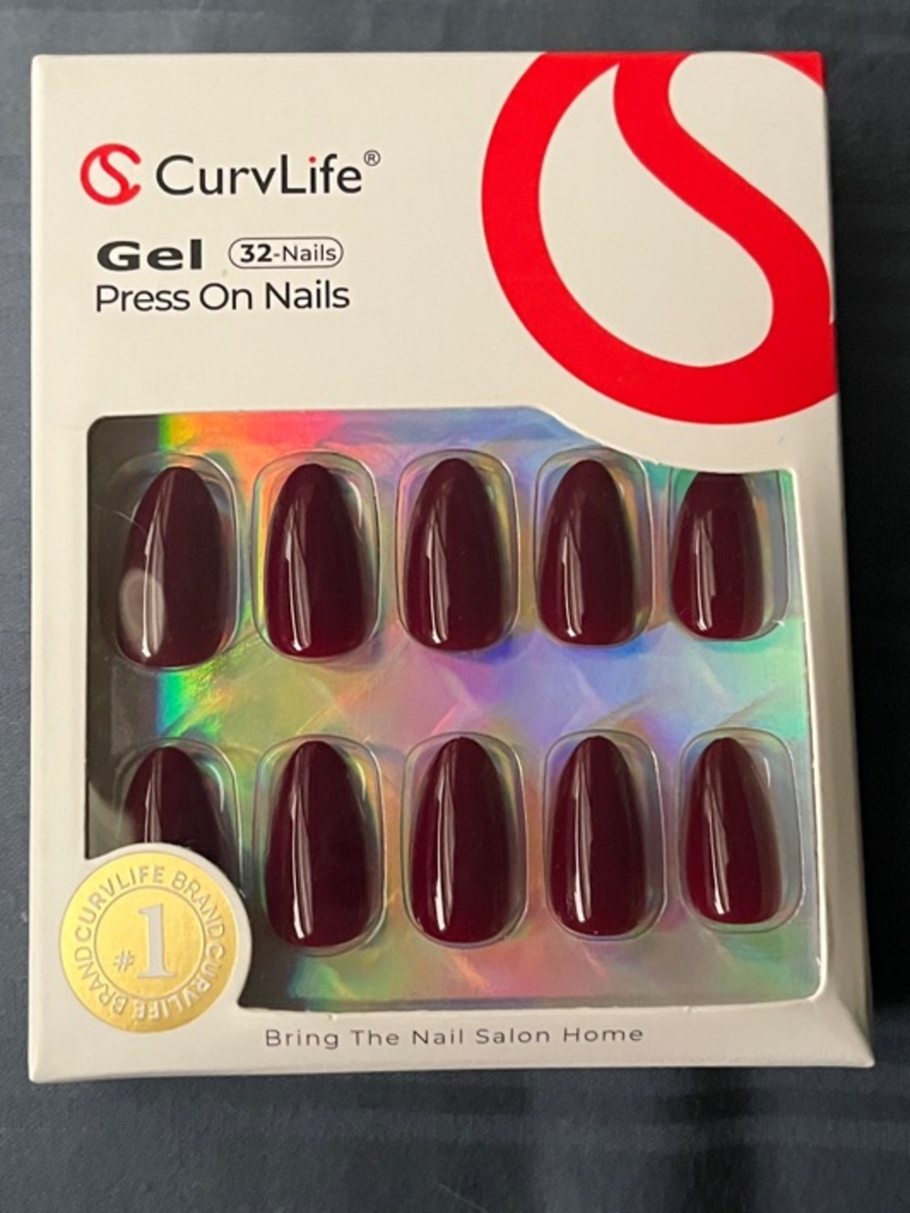 Gel Press-On Nails in Deep Burgundy